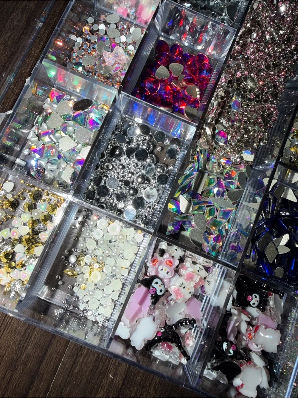 HUGE collection of nail art supplies rhinestones , crystals , hello kitty& more